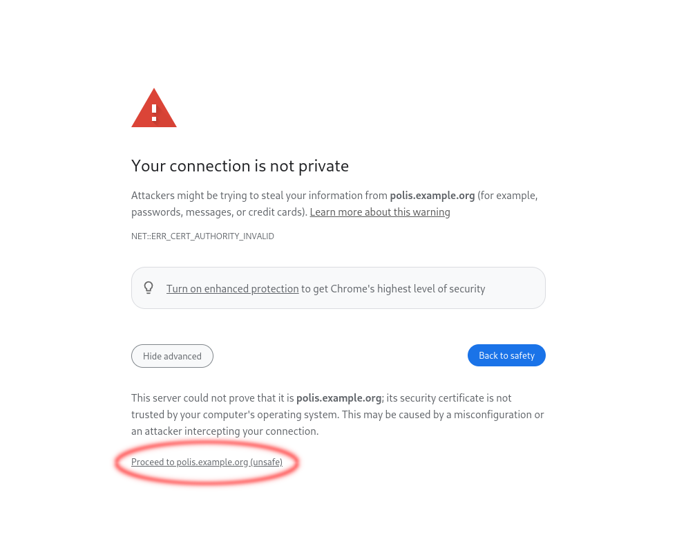 Chrome security exception