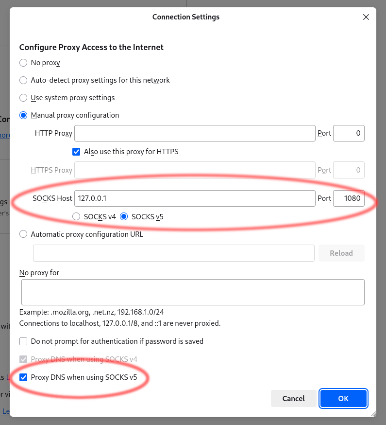 Firefox network settings